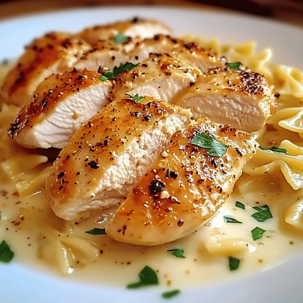 Lemon Garlic Chicken with Creamy Bowtie Pasta