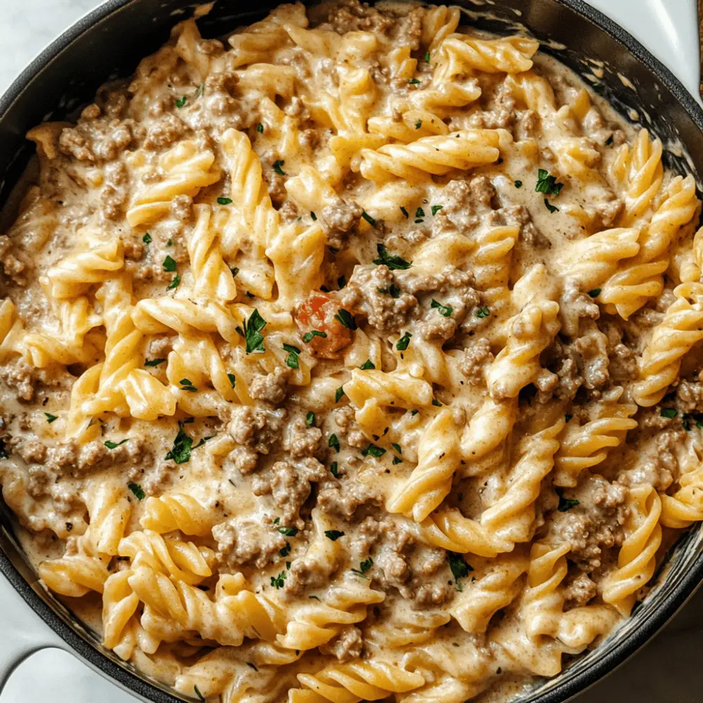 Stovetop Creamy Ground Beef Pasta