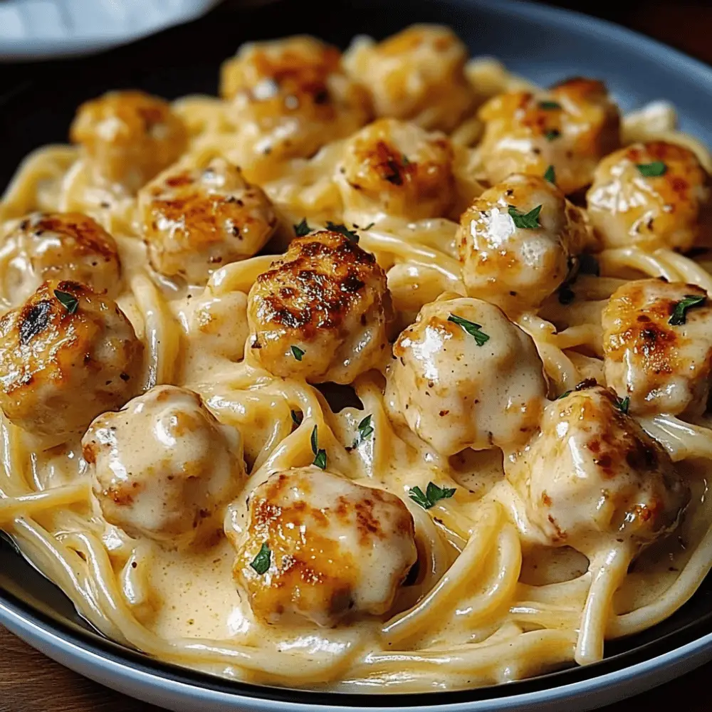 Garlic Butter Chicken Bites with Creamy Parmesan Pasta