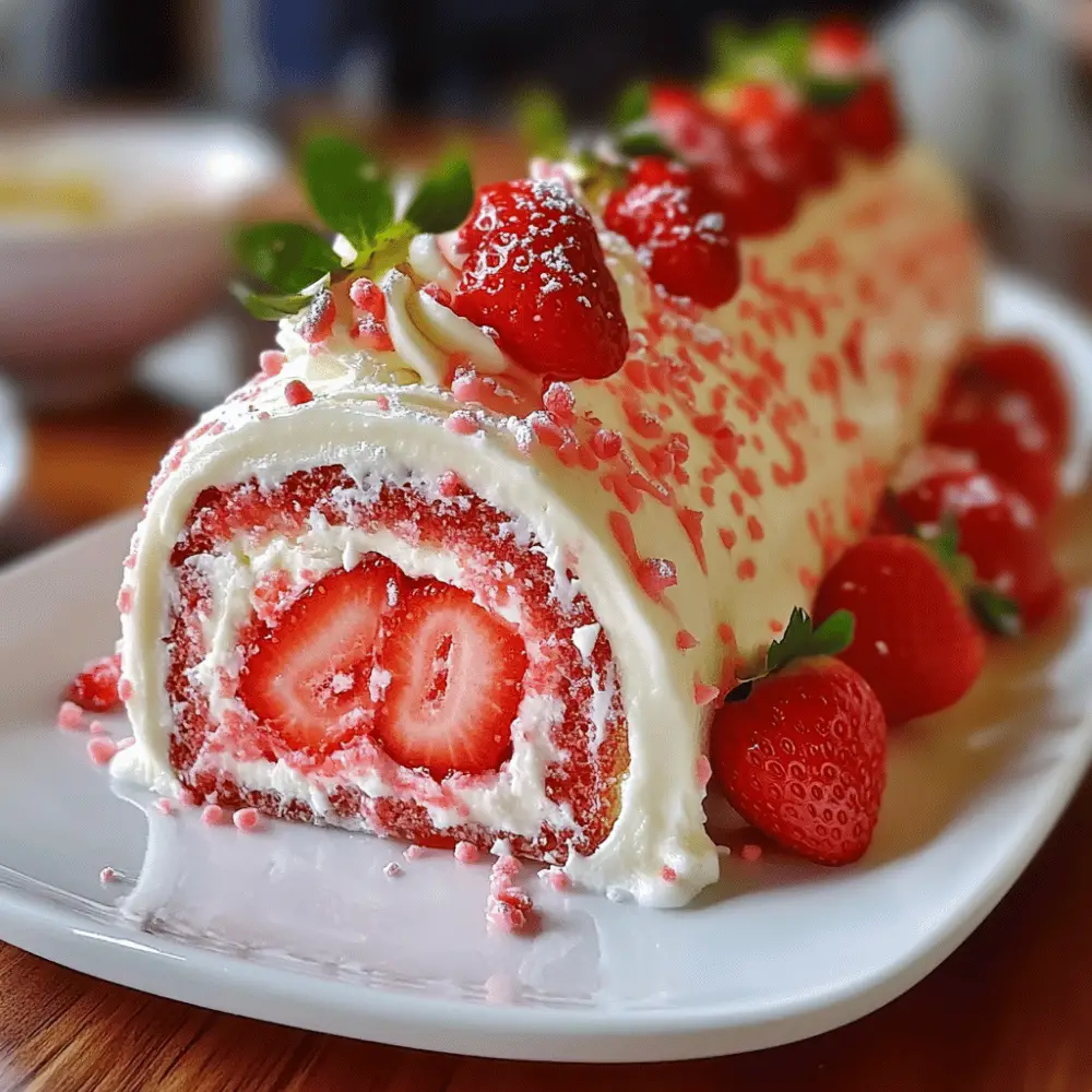 Strawberry Birthday Cake Roll