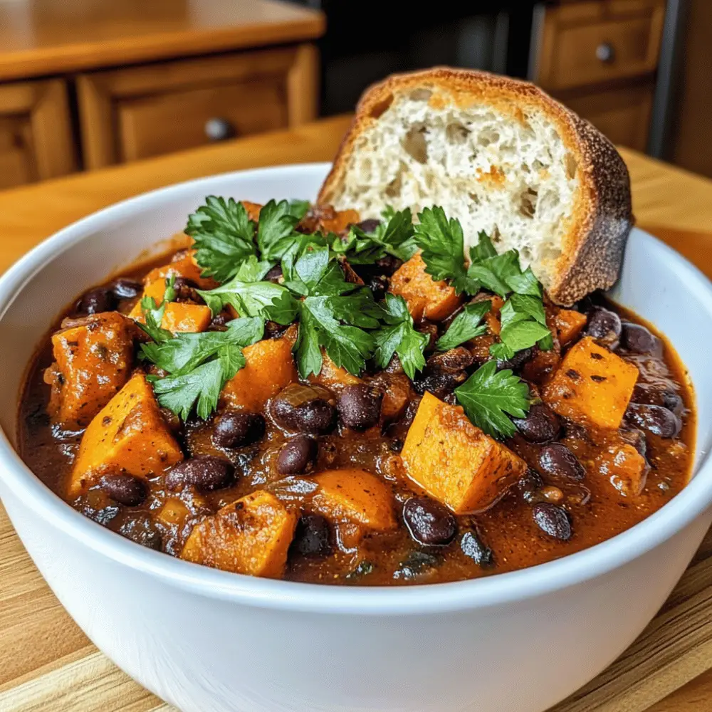 Spiced Sweet Potato and Black Bean Stew