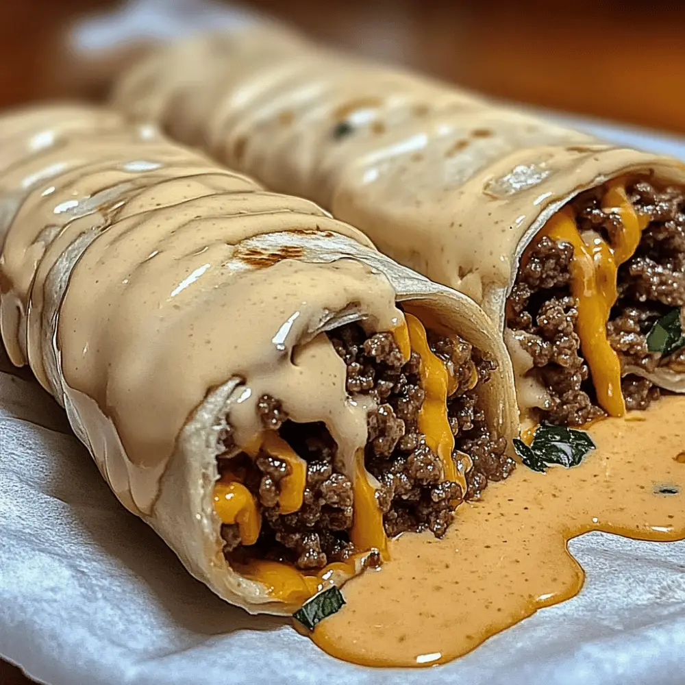 Cheesy Ground Beef Delight Wrap with Creamy Sauce