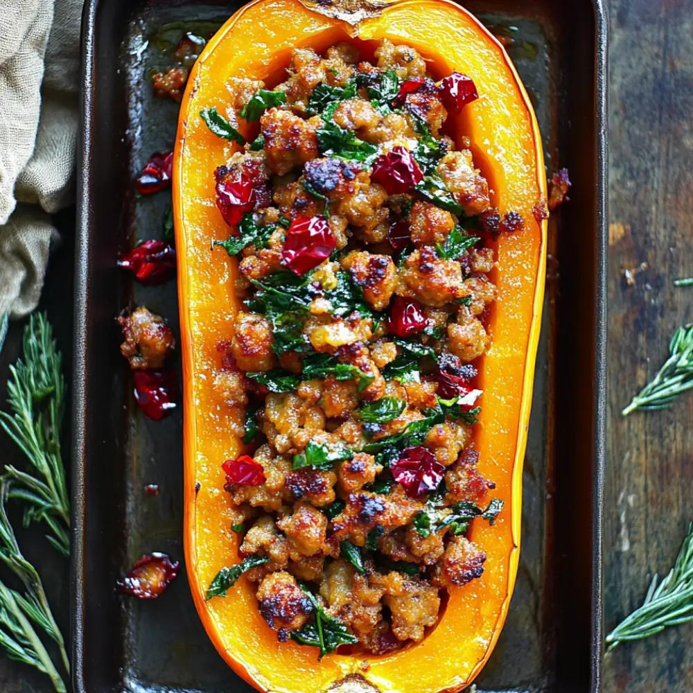 Sausage Stuffed Butternut Squash