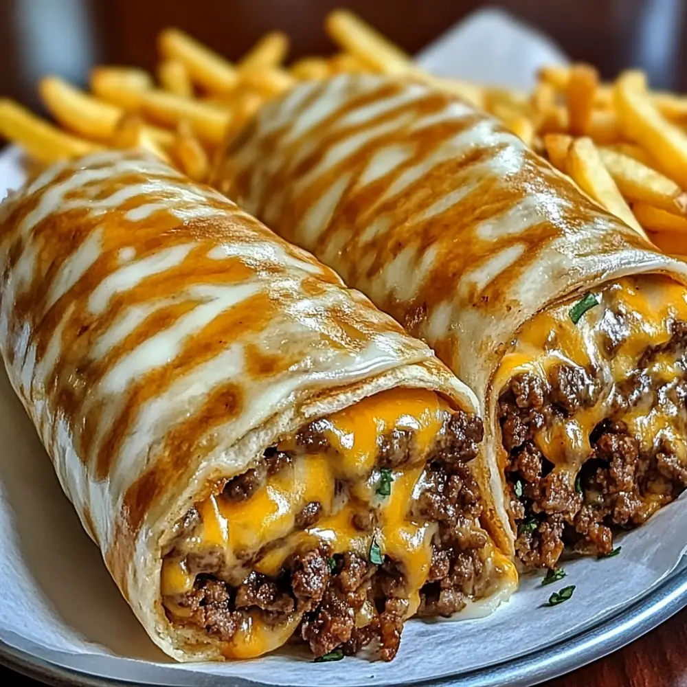 Cheesy Beef Burritos with Fries