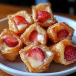 Deep-Fried Strawberry Cheesecake Wonton Bites