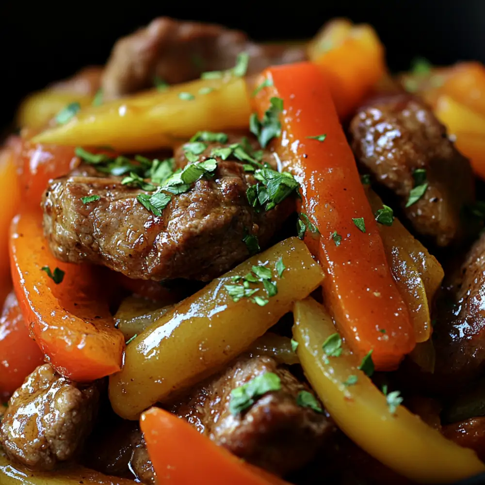 Pepper Steak with Bell Peppers and Onion