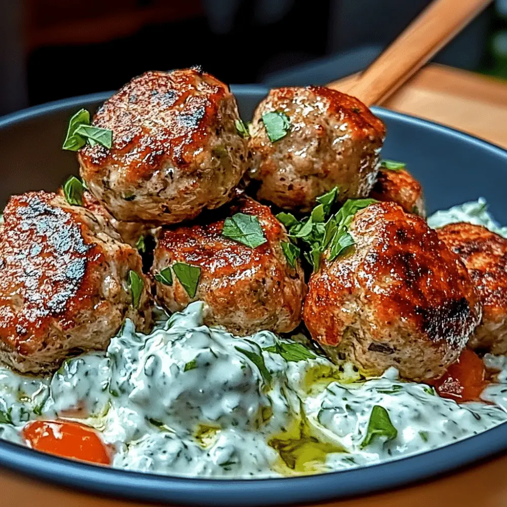 Greek Chicken Meatballs with Tzatziki Sauce