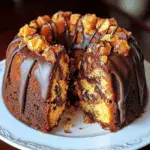 Butterfinger Bundt Cake with Decadent Chocolate Drizzle