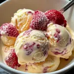 Homemade Strawberry Vanilla Bean Ice Cream