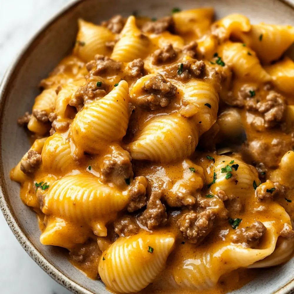 One Pot Cheesy Beef and Shells