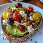 Avocado Toast with Feta, Cherry Tomatoes, Cranberries, and Walnuts