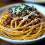 Garlic Butter Spaghetti with Hearty Beef Bolognese