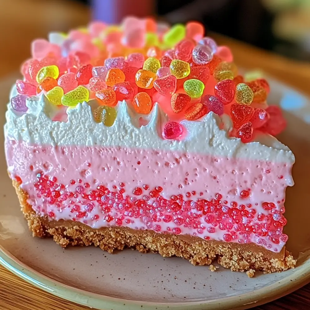 Bubblegum Cheesecake with Pop Rocks Crust