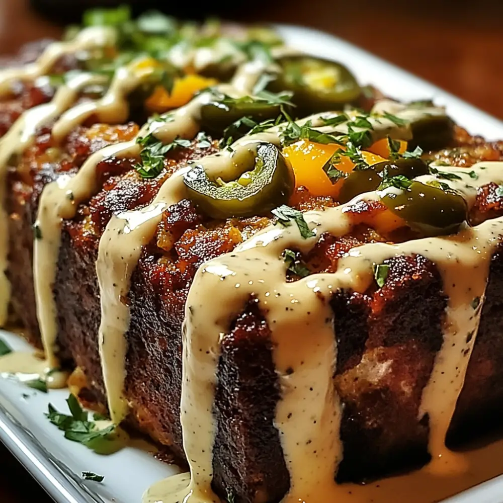 Smoky Jalapeño Popper Meatloaf with Creamy Ranch Drizzle