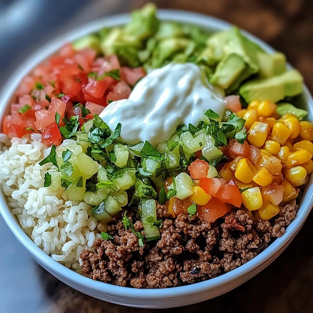 Ground Beef & Rice Burrito Bowls