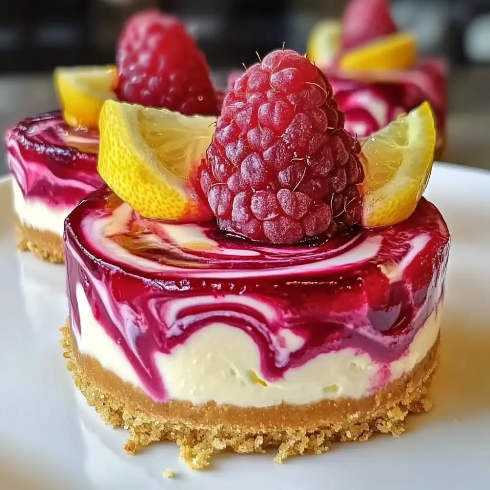 No-Bake Raspberry Lemon Swirl Cheesecake