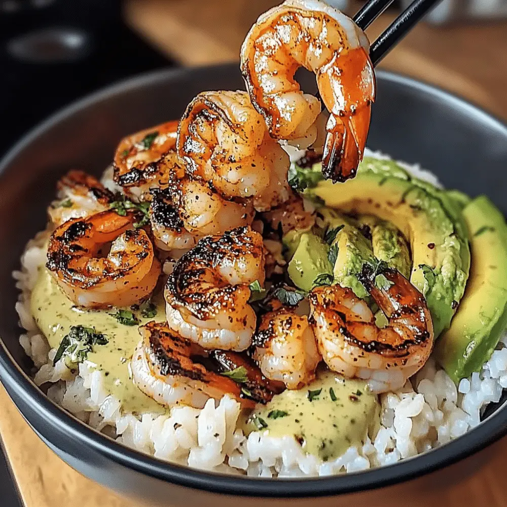 Spicy Shrimp and Avocado Rice Bowl