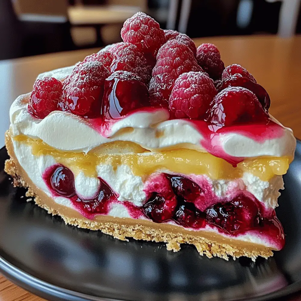 Lemon Raspberry Meringue Cheesecake