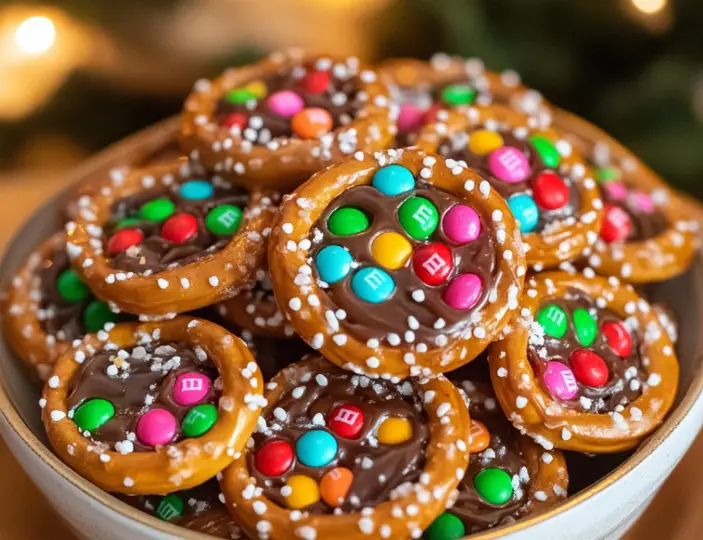 Rolo Pretzels with M&M Candies