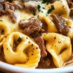 Cheesesteak Tortellini in Rich Provolone Sauce