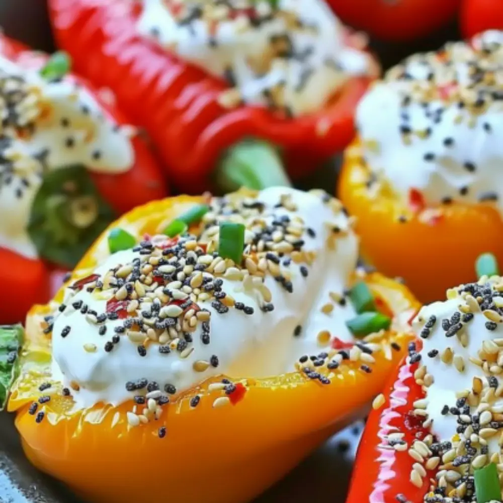 Cream Cheese Stuffed Mini Peppers with Everything Bagel Seasoning