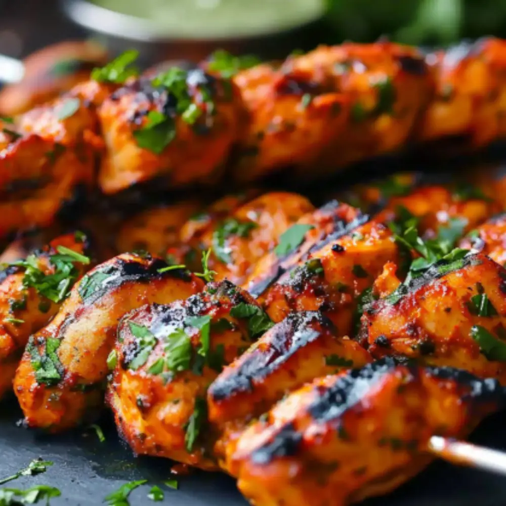 Indian Tandoori Chicken Tikka Kebab Skewers