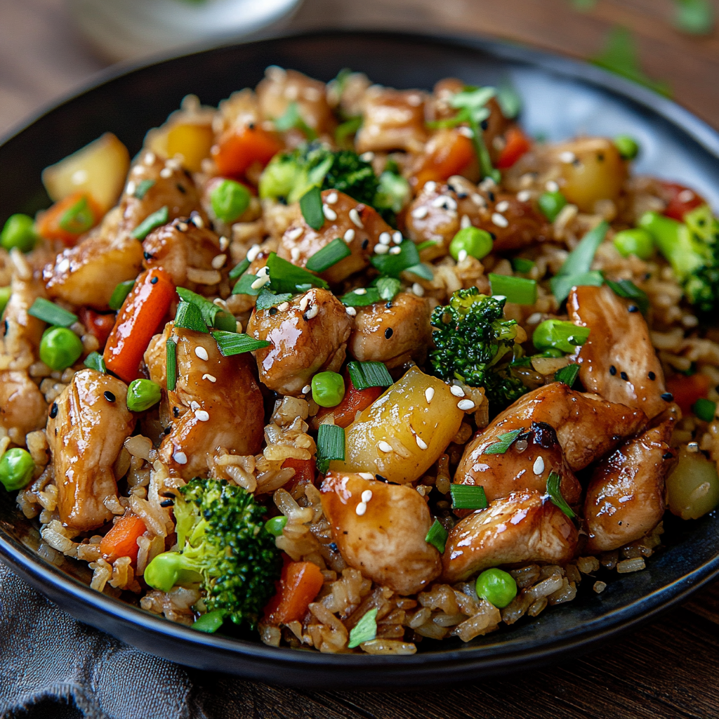 Easy Teriyaki Chicken and Fried Rice dinner
