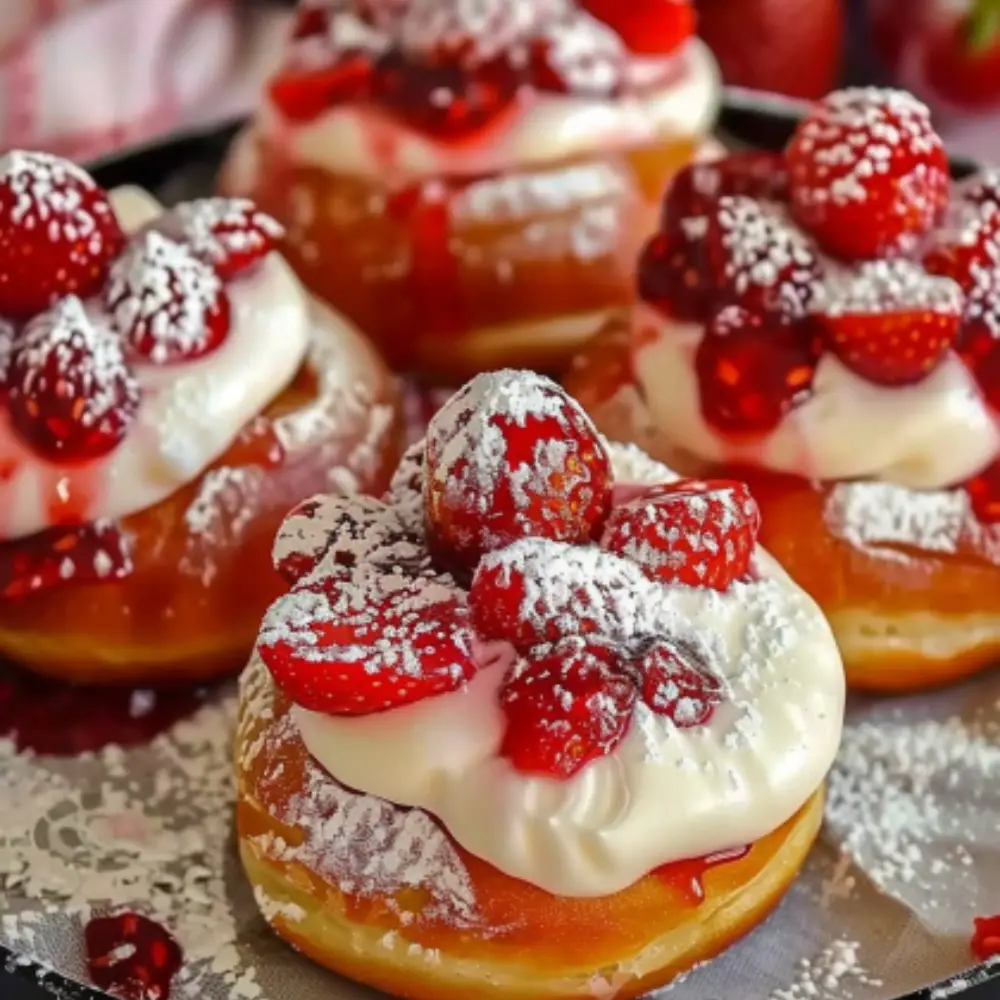 Strawberry Cheesecake Stuffed Donuts