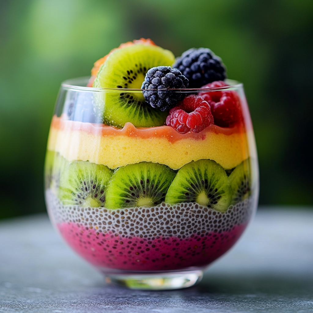 Spring Tropical Chia Pudding with Kiwi & Berries