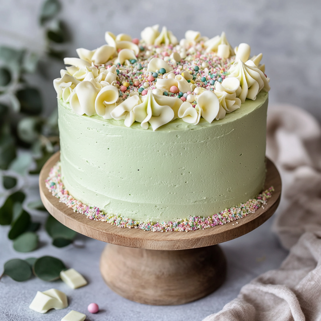 pastel green birthday cake