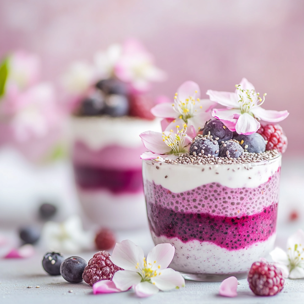 Spring Berry Blossom Chia Parfaits