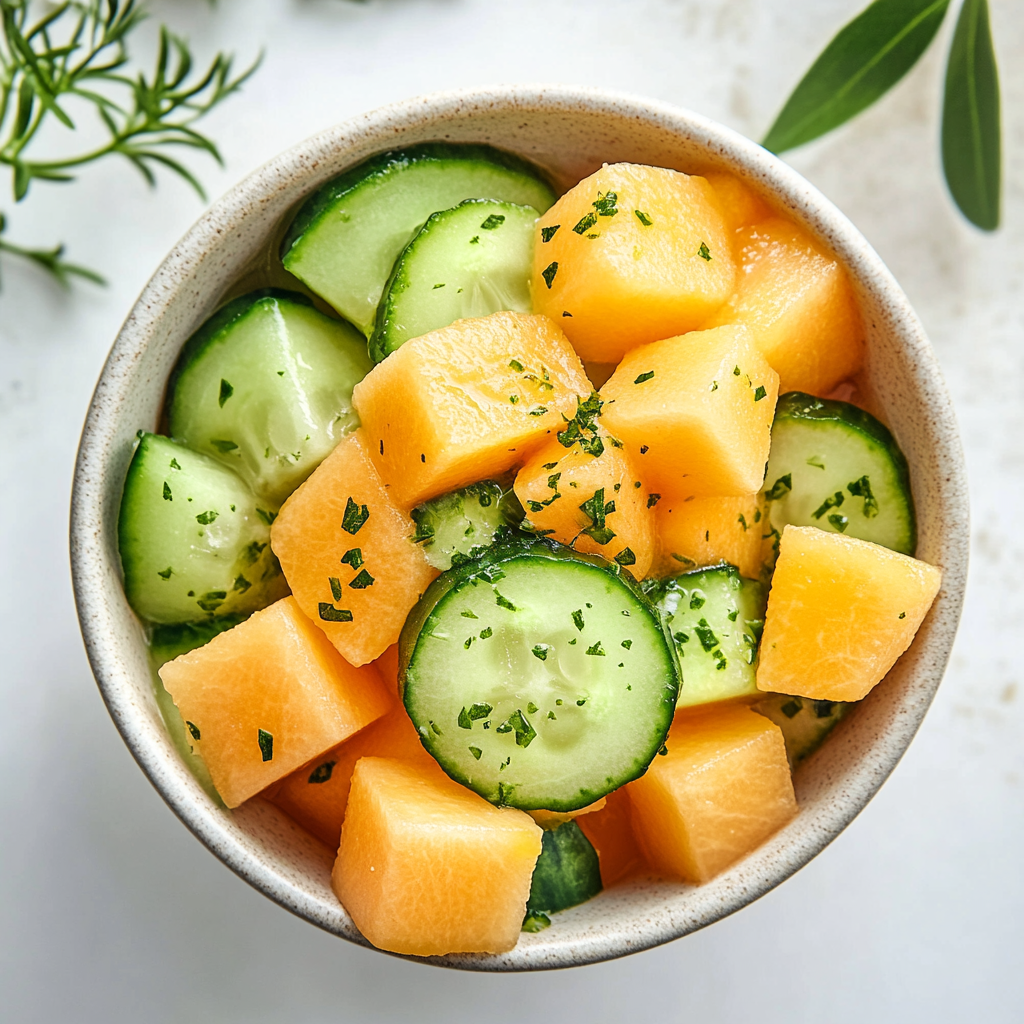 Melon and Cucumber Salad with Lime Dressing