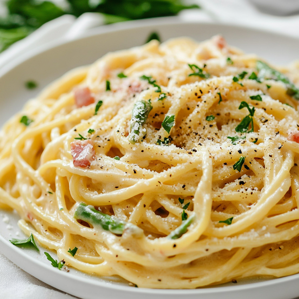 Italian Carbonara with Asparagus