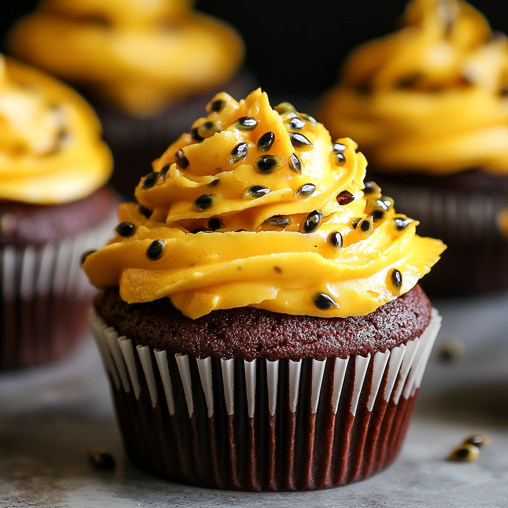 Vegan Chocolate Passion Fruit Cupcakes