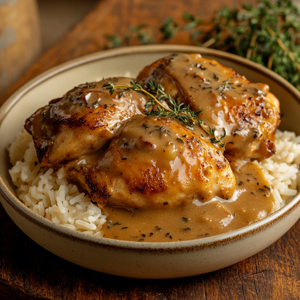 Creamy Smothered Chicken and Rice