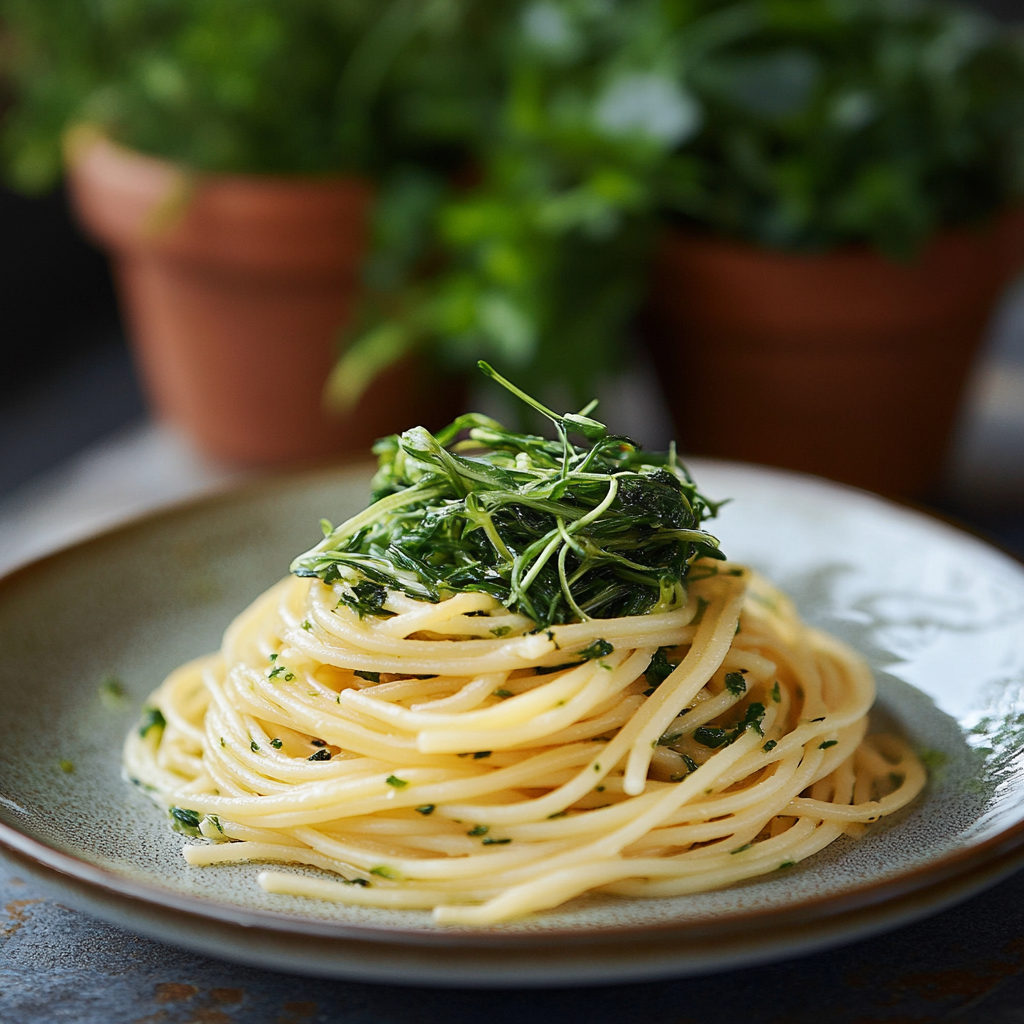 Spaghetti with Agretti (Salsola Soda)