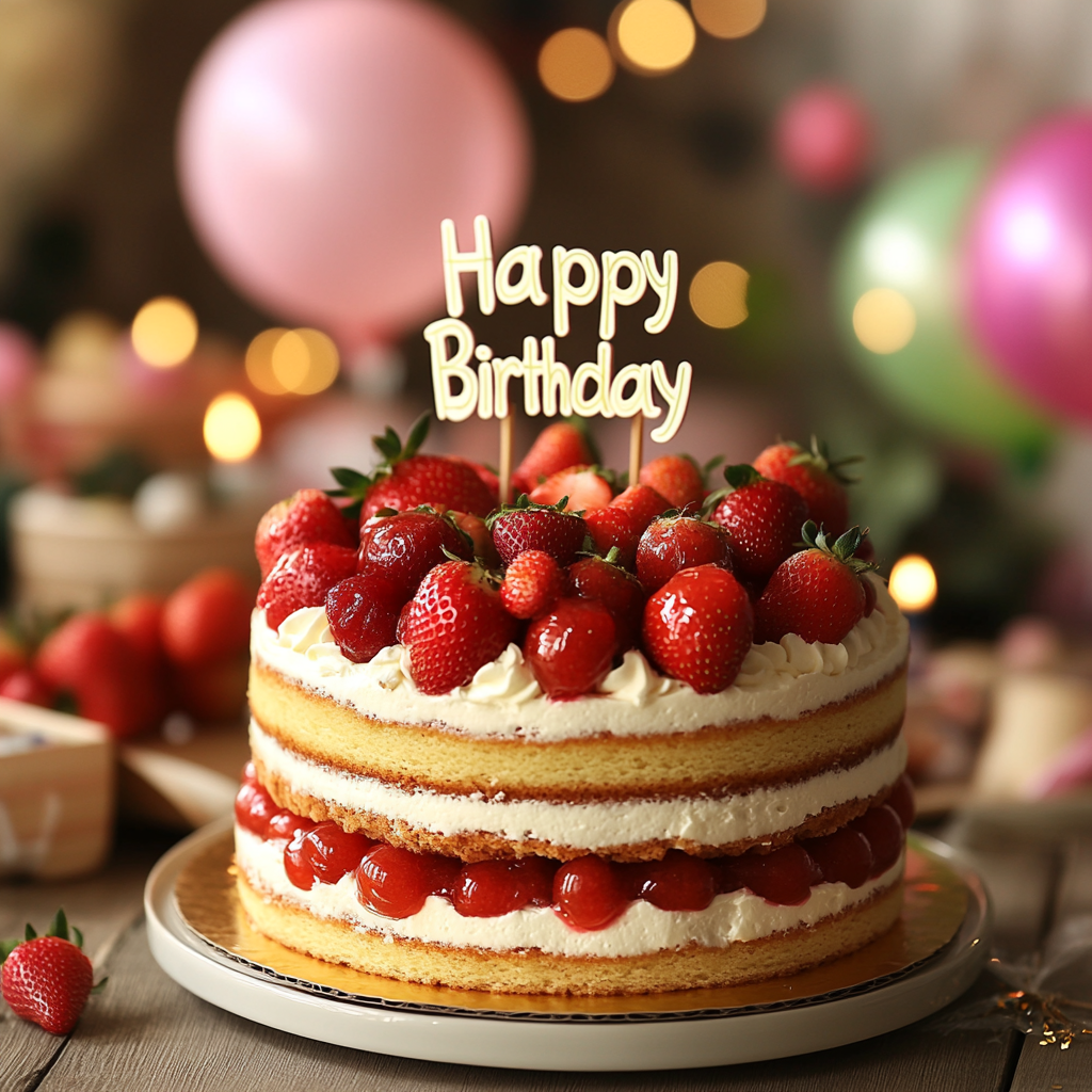 Naked Strawberry Birthday Cake