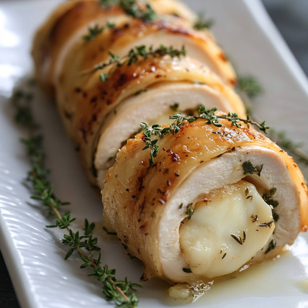 Spring Chicken Roulade with Brie and Fresh Thyme
