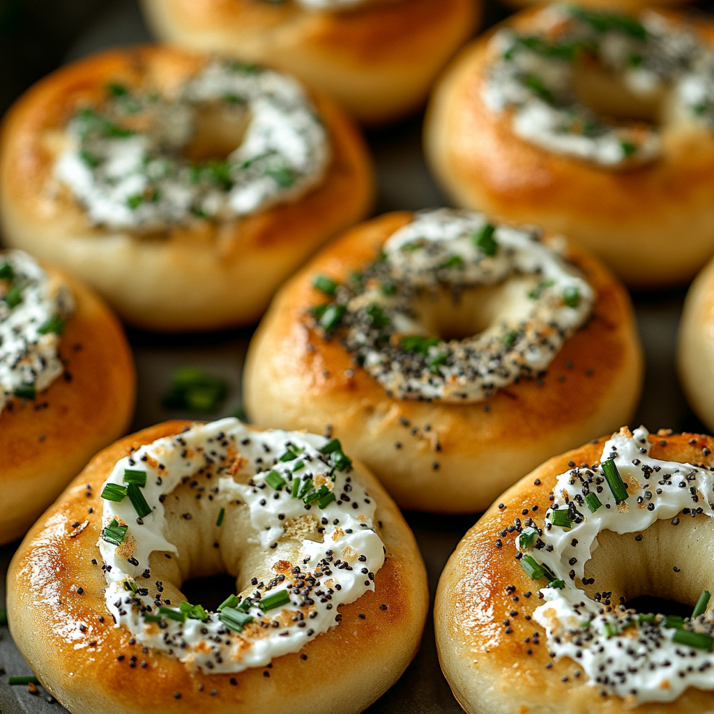 Spring Mini Bagel Bites with Chive Cream