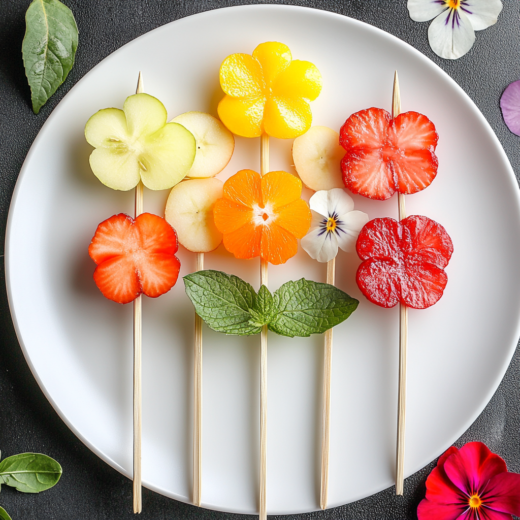 Fun Fruit Skewers with Flower Shapes