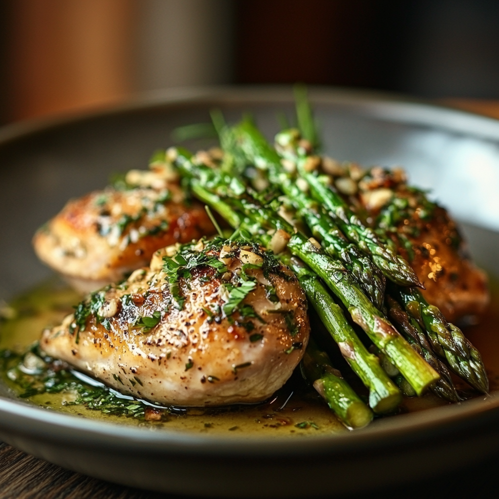 Spring Garlic-Herb Chicken with Asparagus