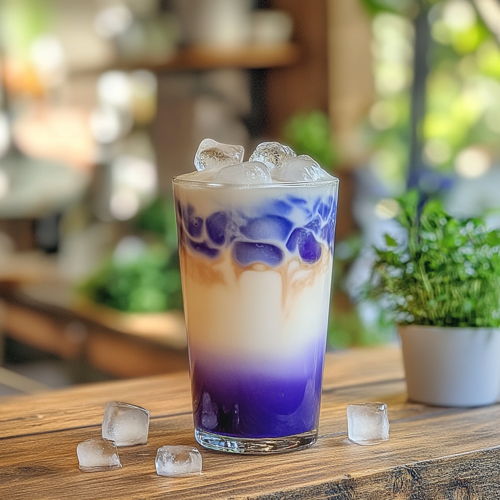 Iced Butterfly Pea Flower Tea Latte