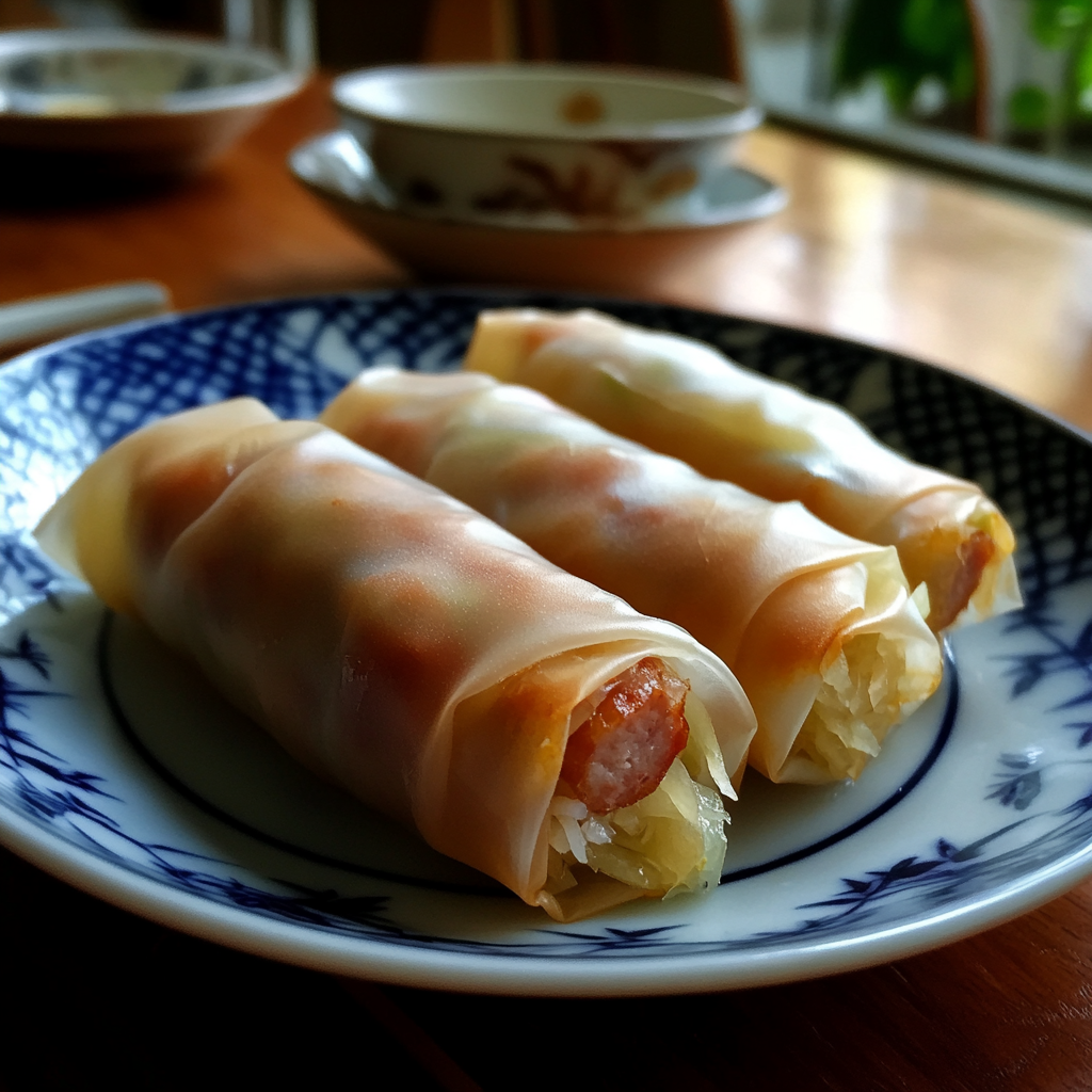 Bo Bia (Chinese Sausage Spring Rolls)