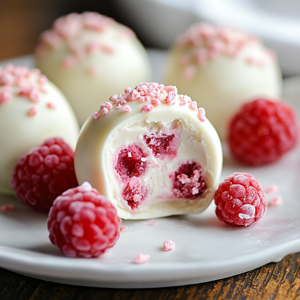 White Chocolate Raspberry Cheesecake Balls