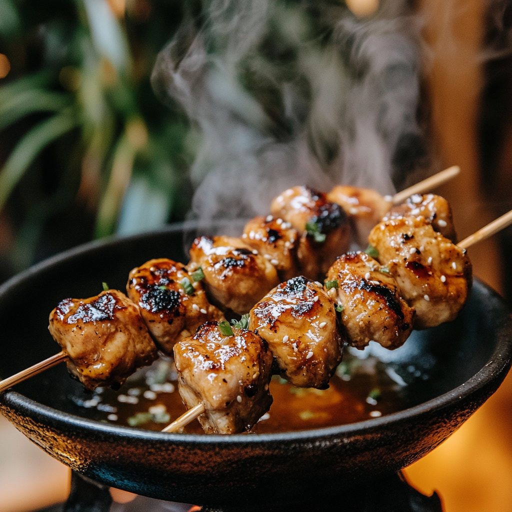 Grilled Miso Honey Mustard Chicken Skewers