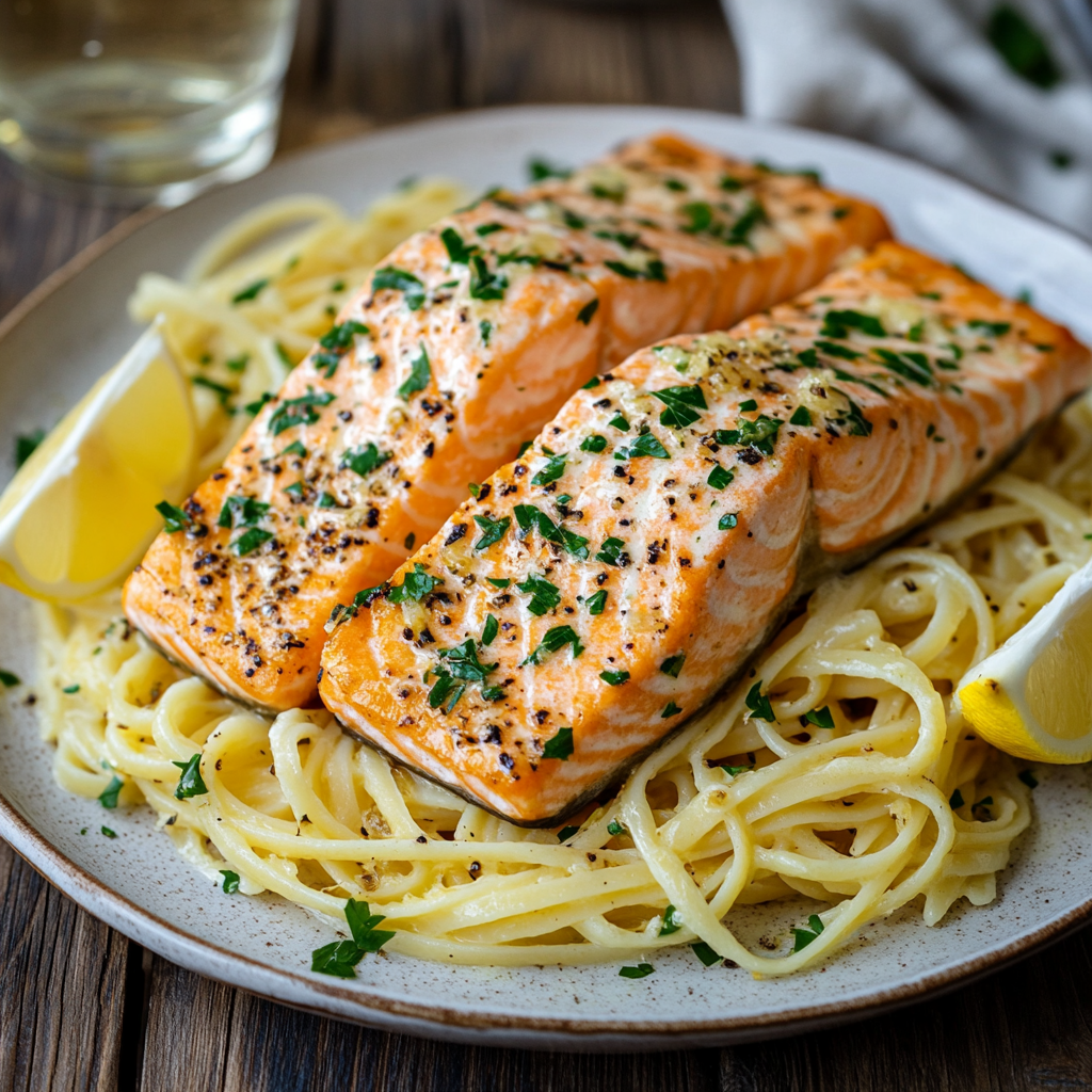 Garlic Butter Salmon Pasta