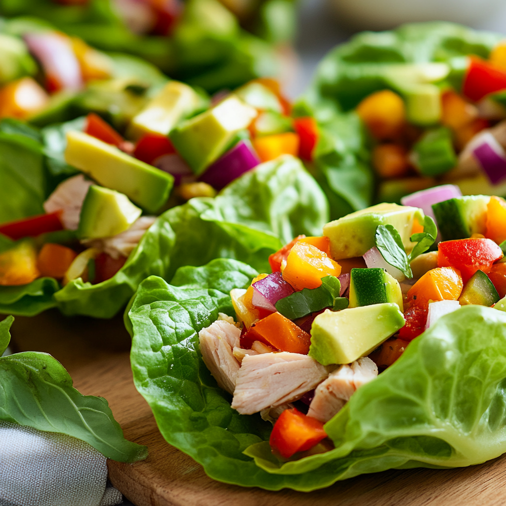 Turkey Avocado Veggie Lettuce Wraps