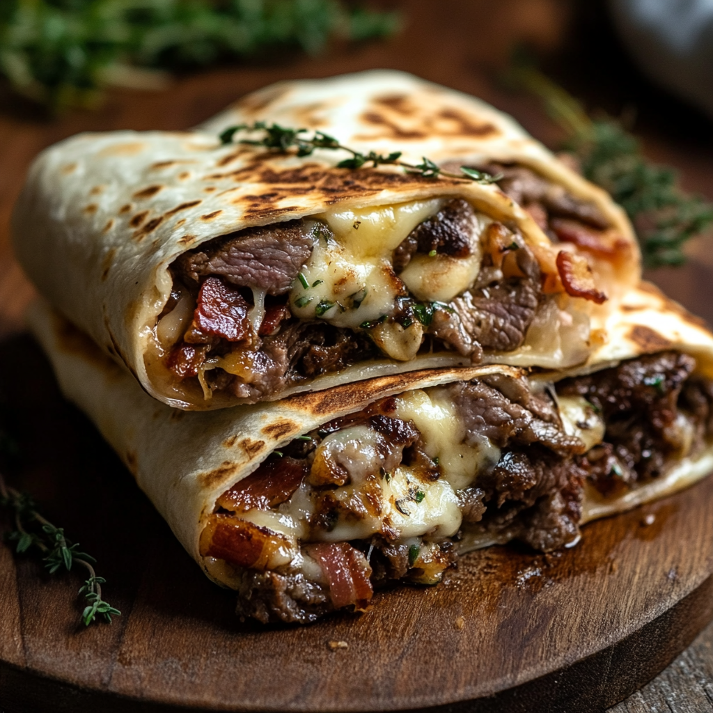 Cheesy Bacon Burger Wraps