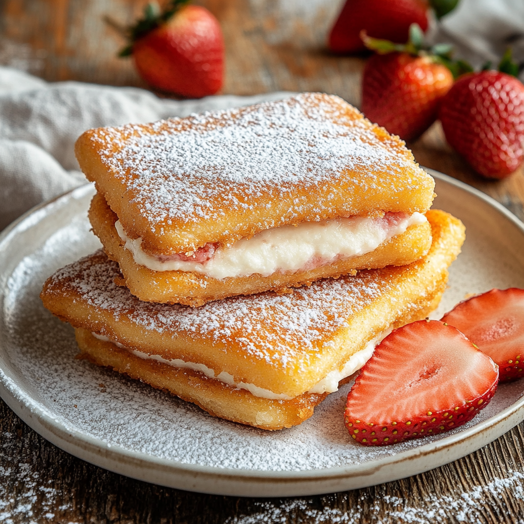 Fried Strawberry Cheesecake Sandwiches