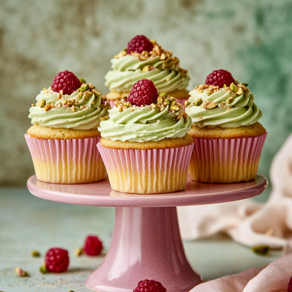 Pistachio Raspberry Cupcakes